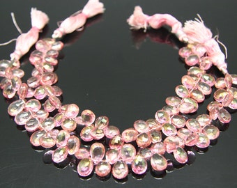 4pcs - natural mystic pink topaz faceted pear sized 8 by 10mm