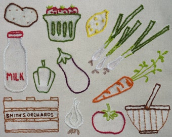 Farmers Market Hand Embroidery Pattern. Classic Series.