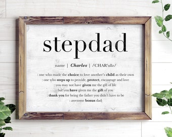 Personalized Fathers Day Gift for Stepdad, Stepdad Printable Gift, Custom Name Sign for Step Dad Stepfather Encouragement Print, Bonus Dad