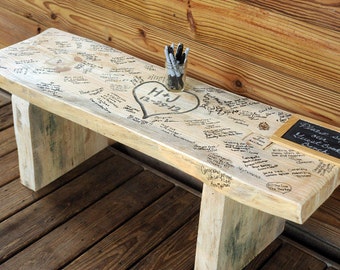 Wedding Bench 4 FOOT- Heart with Names or initials *Guests sign!!!