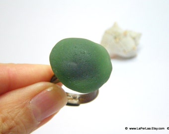 MERMAID's Tear Ring - SEA WATER - Organic Sea Pebble on Adjustable Ring with Genuine Natural Amalfi Sea Pebble