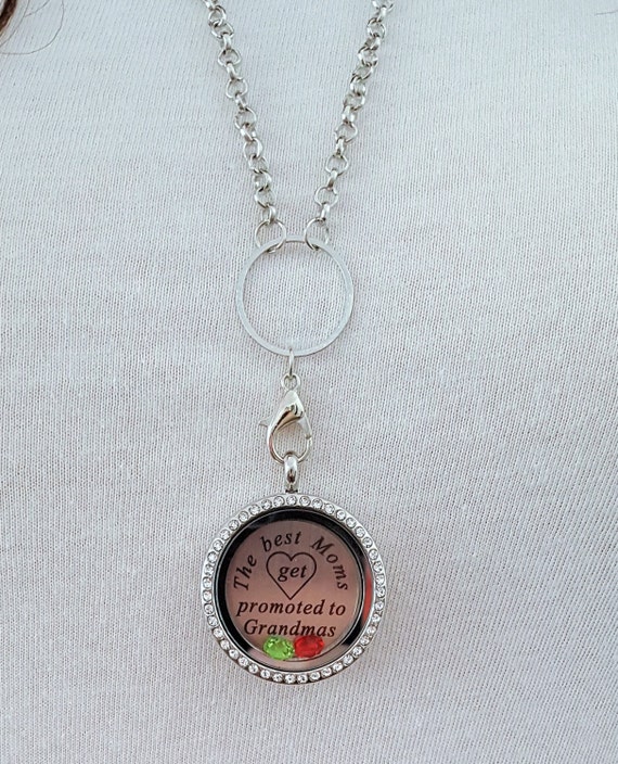 Grandma Memory Locket / Gifts for Grandma / Gift for Grandmother / Living Locket / The Best Moms Get Promoted to Grandma / Grandma Necklace