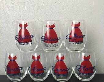 Stemless Wine Glass , Custom Wine Glasses, Party Favor, Glitter Wine Glasses, Wine Glass, Bridesmaids, Maid of Honor, Bridal Bridal Gift