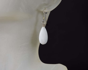 White Quartzite Earrings, Natural Gemstone Drop Earrings
