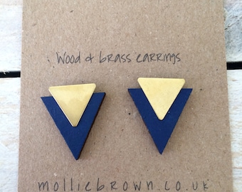 Geometric Earrings/Triangle earrings/Geometric Jewellery/Triangle Jewellery/ Stud Earrings/ Gifts for her/valentines gift/gift ideas/blue