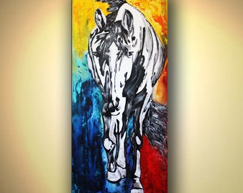 Horse Print, Horse Illustration Wall Art, Stallion Painting, Horse Painting, Horse Watercolour Wall Hanging, Colors Horse by Kathleen Artist