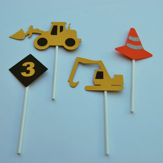 Construction Truck Cupcake Toppers Bulldozer Cupcake Toppers