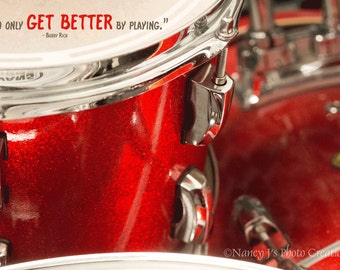 Drum Art, Drum Decor, Musical Instrument Photography, Motivational Wall Decor, Percussion Gift for Drummer, Inspirational Quote, Dorm Decor