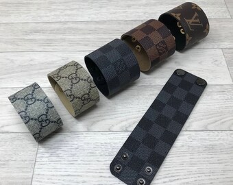 Gucci (reworked) Handmade Bracelet | Cuff Bracelet | Wrist Cuff Band | Jewellery | Upcycle Jewelry | Fashion Cuff - Beige Blue