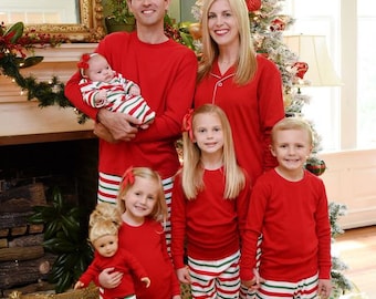 Christmas Pajamas Pre-Order Now until Jun 30 for September Delivery, Striped Pajamas, Red and White Pajamas