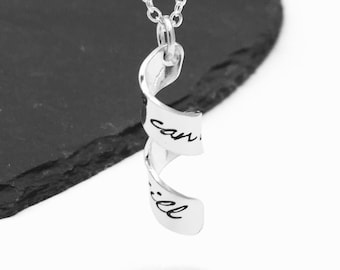 Hand stamped secret message necklace, spiral pendant, twisted jewellery, hidden message, personalised jewelry, customised necklace