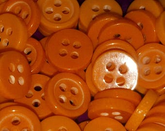 set of 10 round 4 hole buttons orange 9 mm scrapbooking