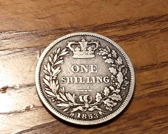 United Kingdom 1853 Victorian Silver Shilling circulated #C130