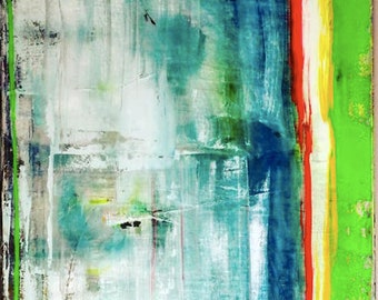 Inspired by Gerhard Richter Original Fine Modern Art Abstract Painting blue medium sized