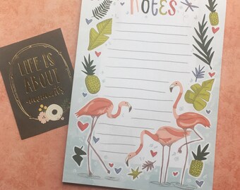 Flamingo A5 Notepad, Notespad, List Pad, Things To Do Note Pad, Desk Pad, Stationery, Paper Pad, To Do List Notepad, Desk Pad, To Do List