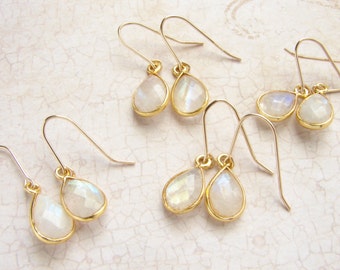 Moonstone drop earrings, Bridesmaid jewelry, moonstone teardrop earrings, June Birthstone earrings, June birthstone jewelry
