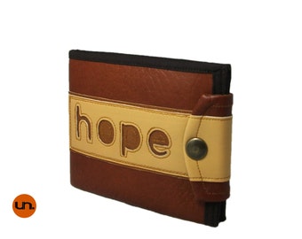 Statement, Hope, Handmade Personalized Wallet, Vegan Friendly, Vegan Leather Wallet, Mens Leather Wallet, Bifold, Billfold, Unique, UNUSUAL