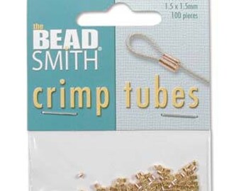 Beadsmith Gold Plated Crimp Tubes 1.5x1.5mm 100pcs