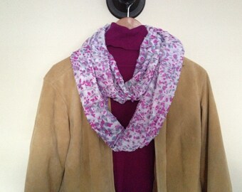 Infinity Scarf With Beautiful Ruffles, Pink And White *Handmade*