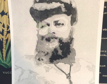 Watercolor Portrait of the Bearded Lady
