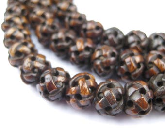 108 Brown Premium Woven Carved Bone Prayer Beads: 10mm Bone Beads Brown Bone Beads Nepal Bone Beads Carved Mala Beads Big Bone Beads
