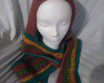 Crochet hooded scarf (scoodie)