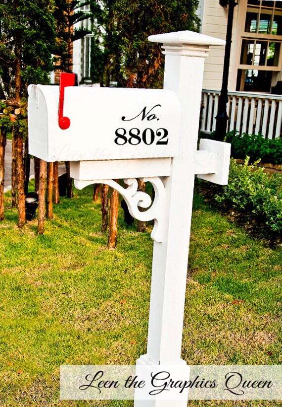 Mailbox Number Script Style Lettering Vinyl Decals Set of