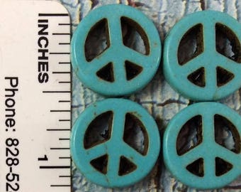 9/16" Small Turquoise Peace Beads
