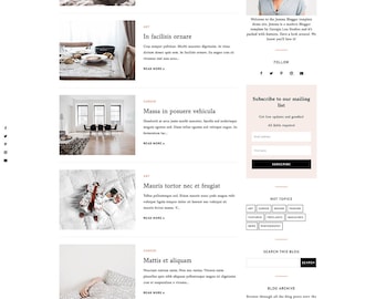 Blogger Template - Responsive Blog Design - Customizable Blogger Theme - Clean, Minimal - "Jemma" - premade blog theme - slider - drop down
