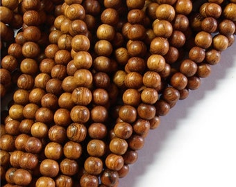 Wood Bead, Round 5mm, Bayong - Five 16 Inch Strands (WDRD-05BY)