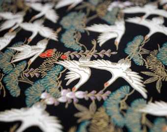 Handmade origami paper - Cranes on black