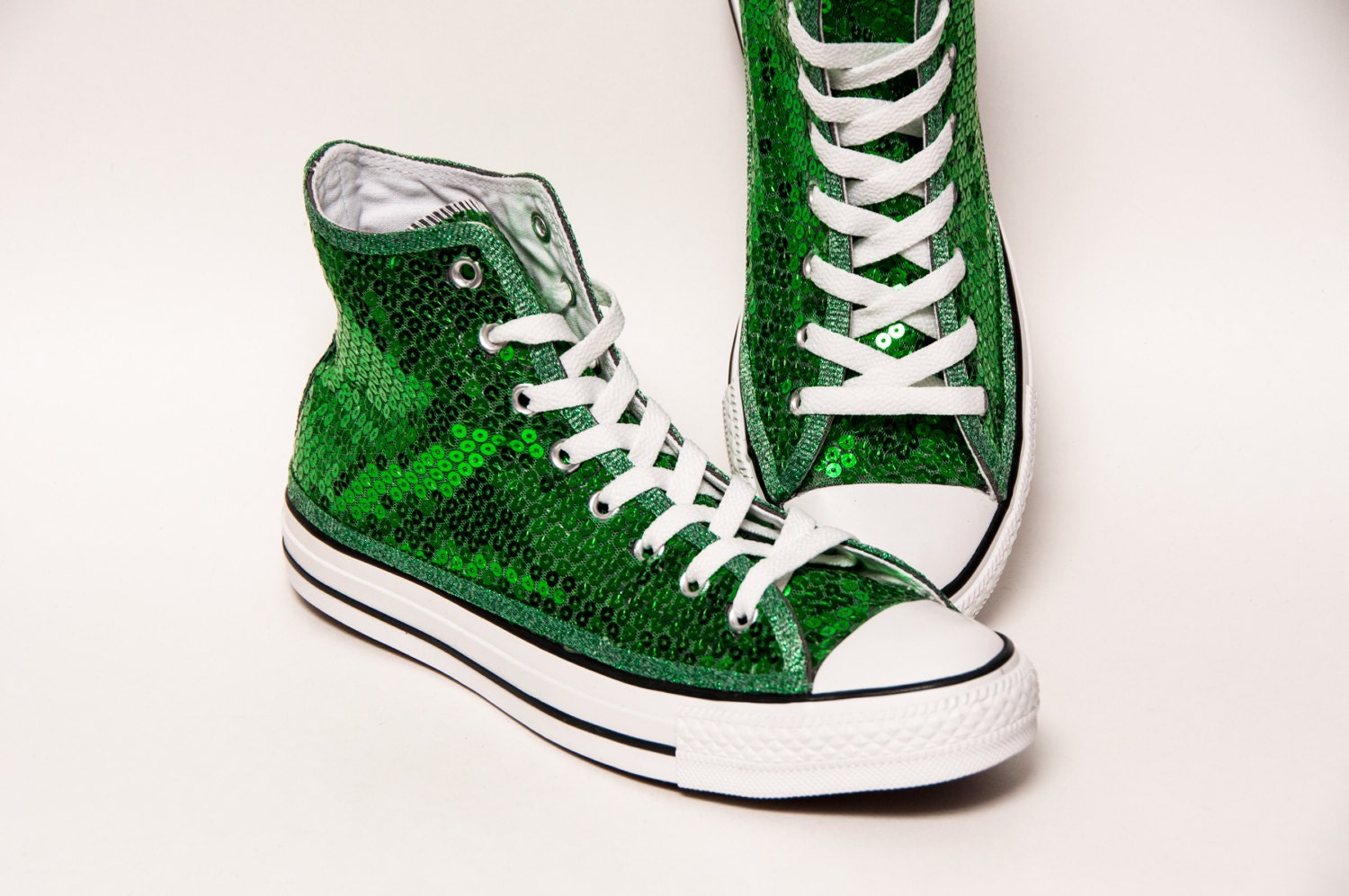 Sequin Kelly Green Canvas Canvas Hi Top Sneakers Shoes Request a custom order and have something made just for you.