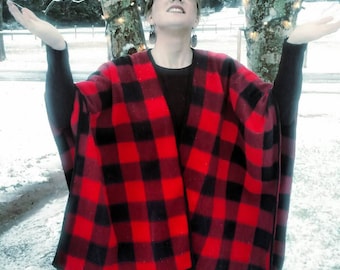 Buffalo Plaid Wrap/poncho/cape