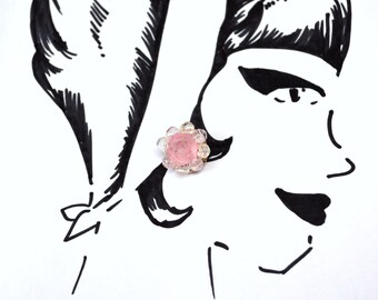 Romantic Rose Vintage Clip-On Earrings - Bridal jewelry - Spring wedding