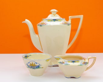 John Maddock and Sons coffee set for six, 1940s, Art Deco style