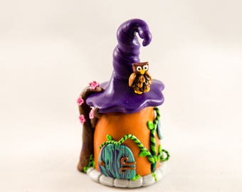 Dollhouse miniature witch with OWL