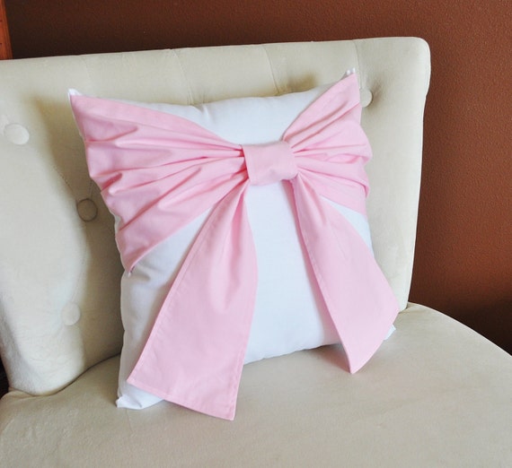 Decorative Throw Pillow Baby Nursery Pillow Light Pink Bow