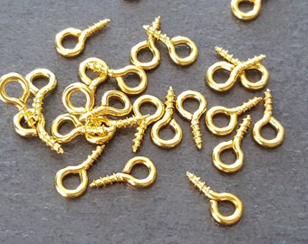Pitons screw Stud for jewelry, button pearls, gold x 100 pegs creation, piton Stud Earrings, 100 mm Golden 8x3.5 screw bolts