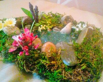 FAIRIES GARDEN POND Miniatures for Fairy Gardens - Fairy Pond - Garden Accessories - River rock terrariums pond