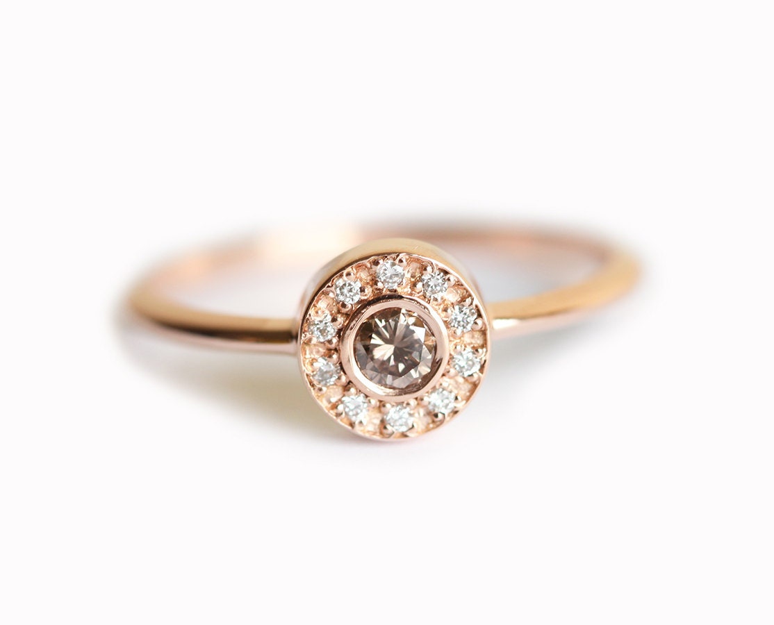 Halo Diamond Wedding Ring Rose Gold Halo Diamond Ring