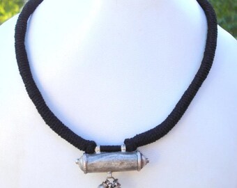 Ethnic Tribal Old Silver Necklace Pendant Amulet India