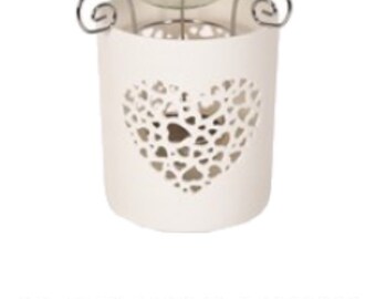 White heart wax melt/tart tealight burner 11cm