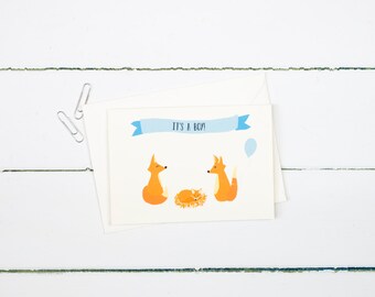 Fox- It's a boy! New baby greetings card
