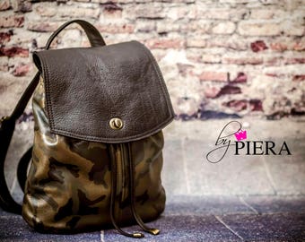 camo, camo leather, camouflage, leather, backpack, vintage, ready to ship