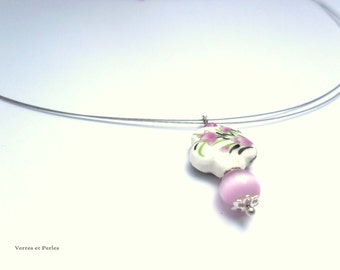 Short Flower necklace pink necklace