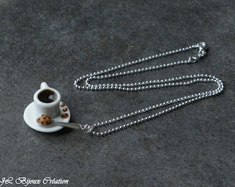 Breakfast Fimo 925 sterling silver necklace