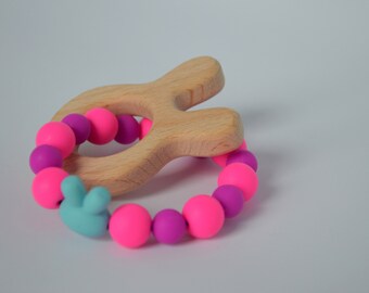 Teething rattle teething toy animal teether shaped rattle sensory