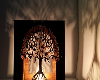 Table lamp - lamp - desk light - laser cut wood lamp - laser cut table lamp - night light - lantern - tree of life