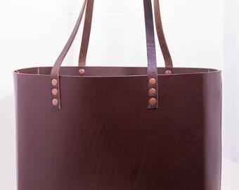 Cheryl - Large Leather Tote (Mahogany)
