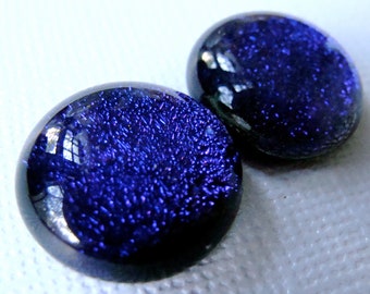Dichroic Glass Cabochons Gothic Purple 18 mm Set of 2